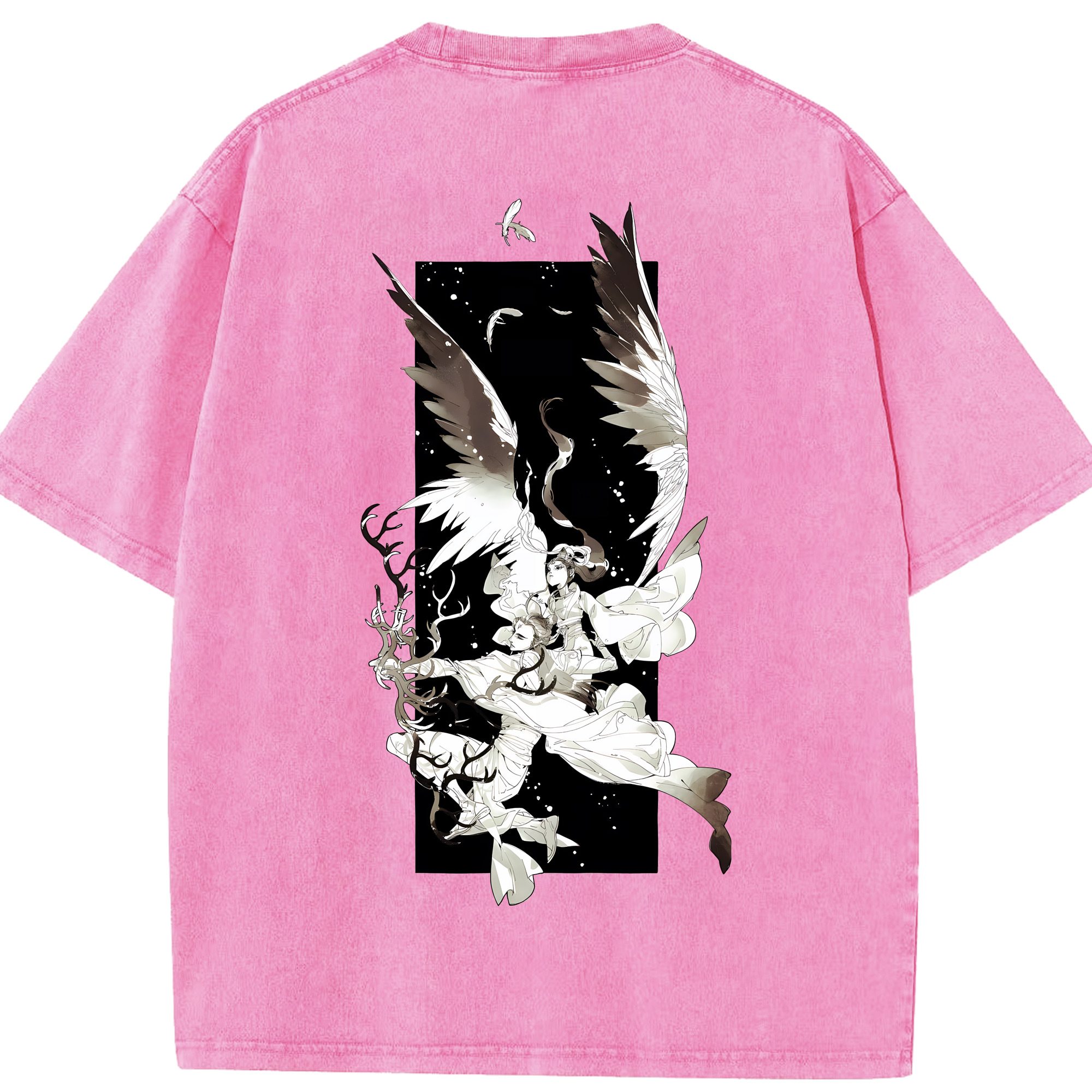 （画像用） Ne Zha 2 ナタ 魔童の大暴れ 綿100% ヴィンテージ風 半袖Tシャツ（背面プリント）